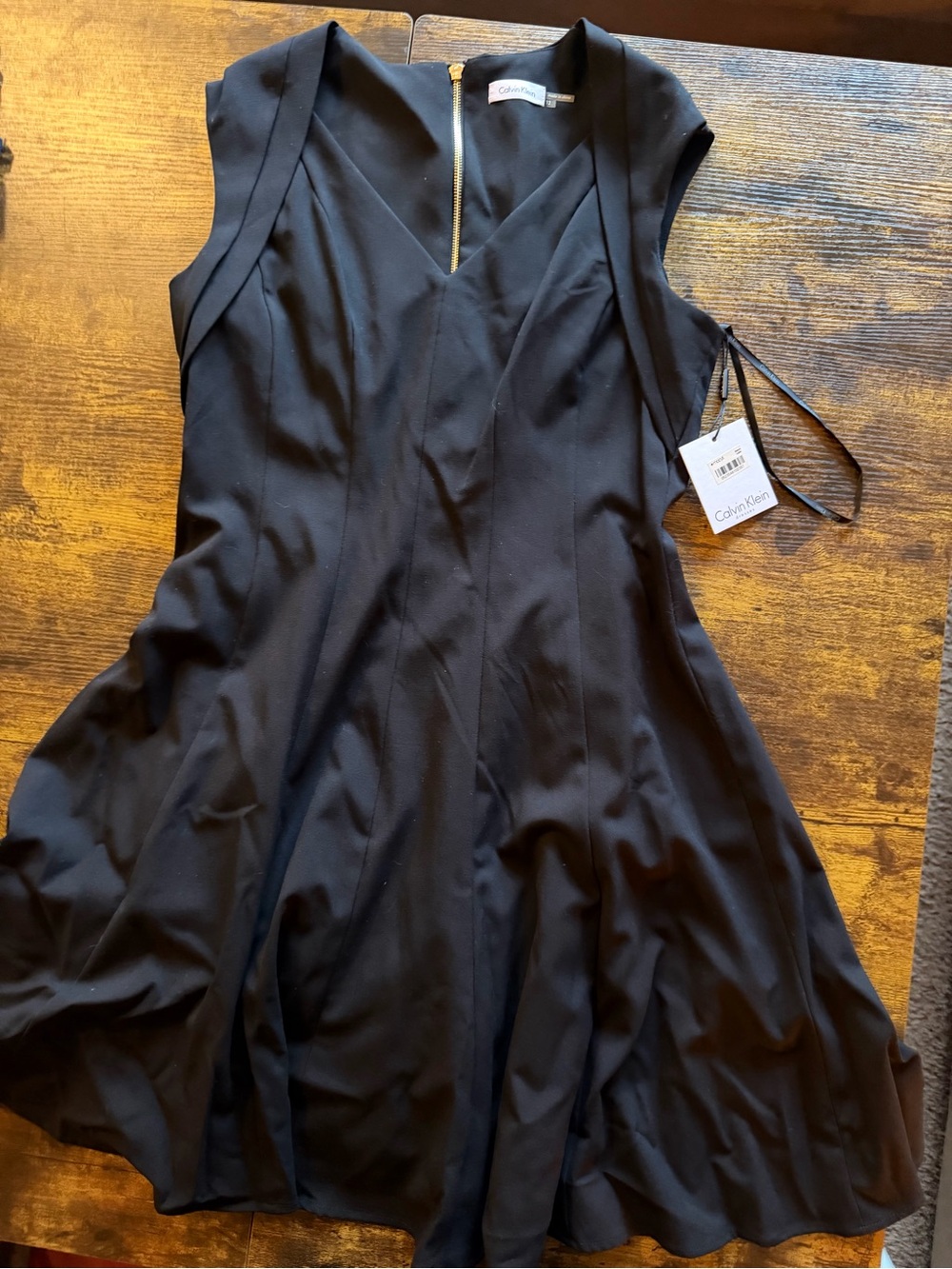 Calvin Klein Black V-Neck Fit-and-Flare Dress